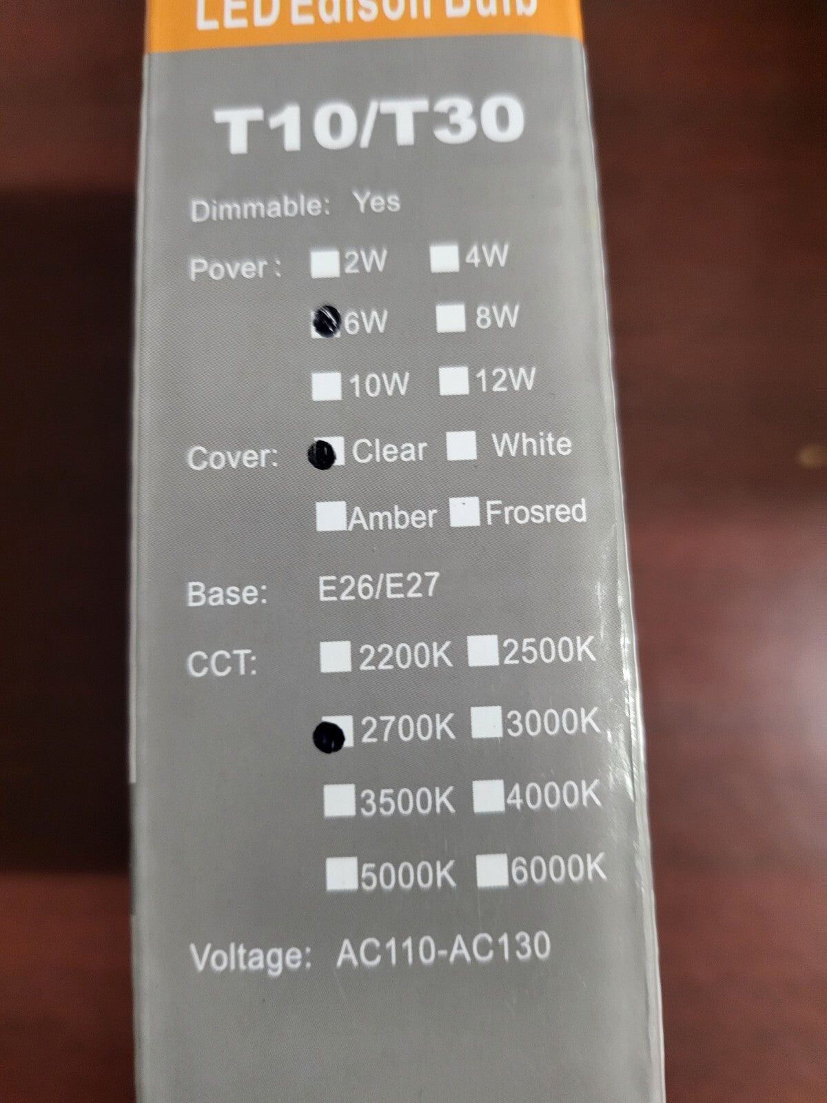 3 Glass LED Edison Bulb T10 T30 ~5 x 1.25" bulb