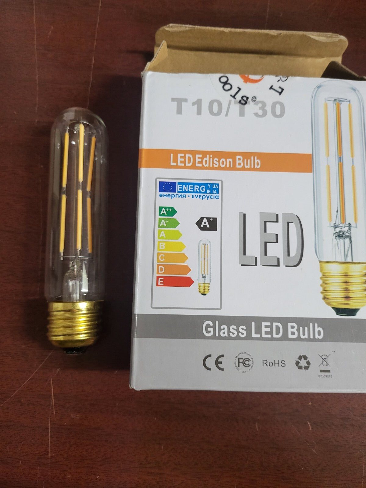 3 Glass LED Edison Bulb T10 T30 ~5 x 1.25" bulb