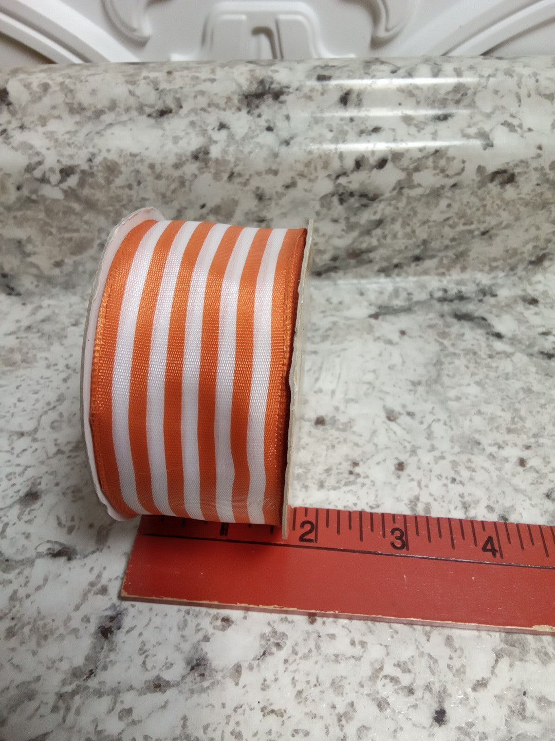 Robert Stanley Collection Orange Striped Floral Ribbon 18ft