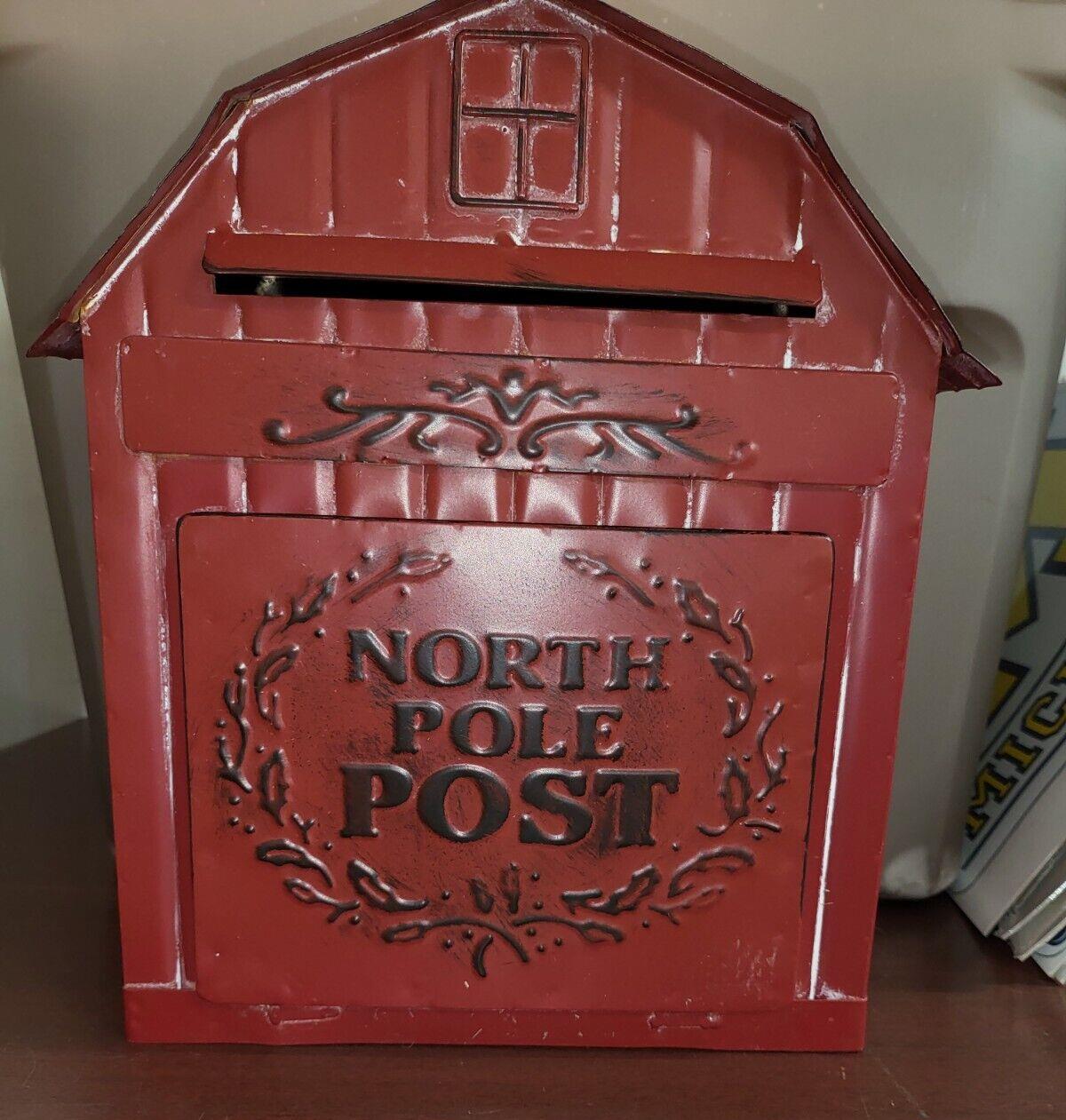 Letters to Santa Mailbox 12.75 x 11 x 4" Red Hanging or Free Standing Metal Drop