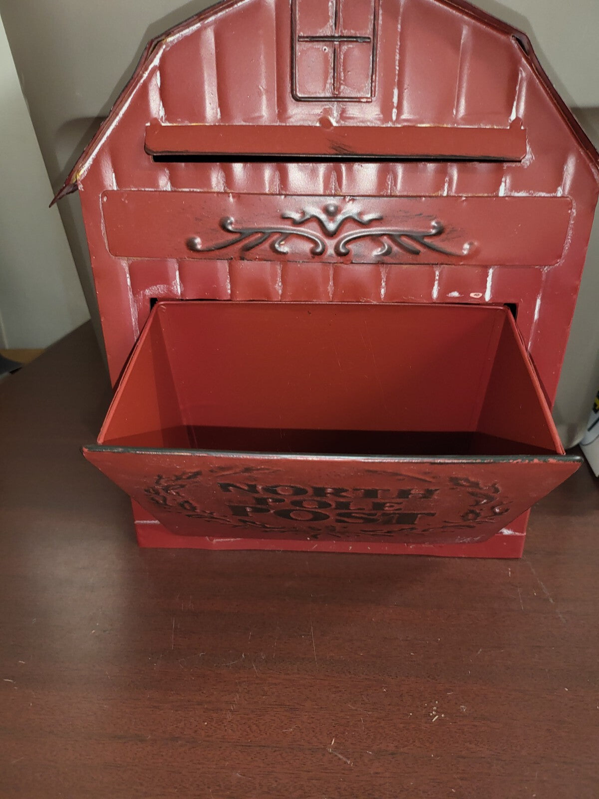 Letters to Santa Mailbox 12.75 x 11 x 4" Red Hanging or Free Standing Metal Drop