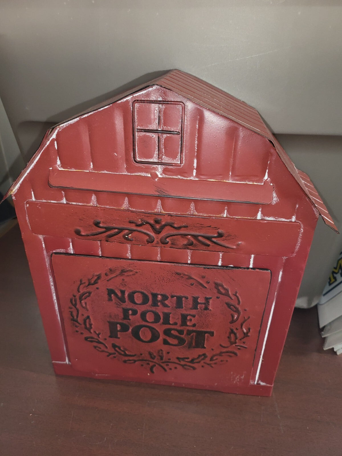 Letters to Santa Mailbox 12.75 x 11 x 4" Red Hanging or Free Standing Metal Drop