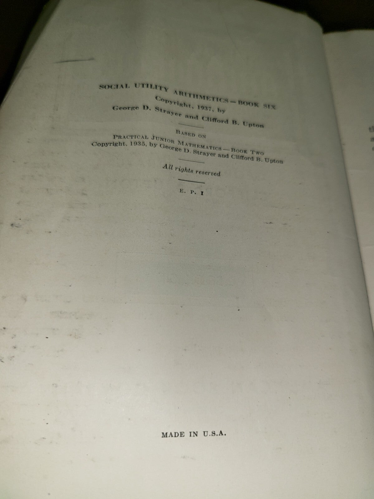 Book - Vintage School Text Book - Social Utility Arithmetics Book 6 1937 #2658