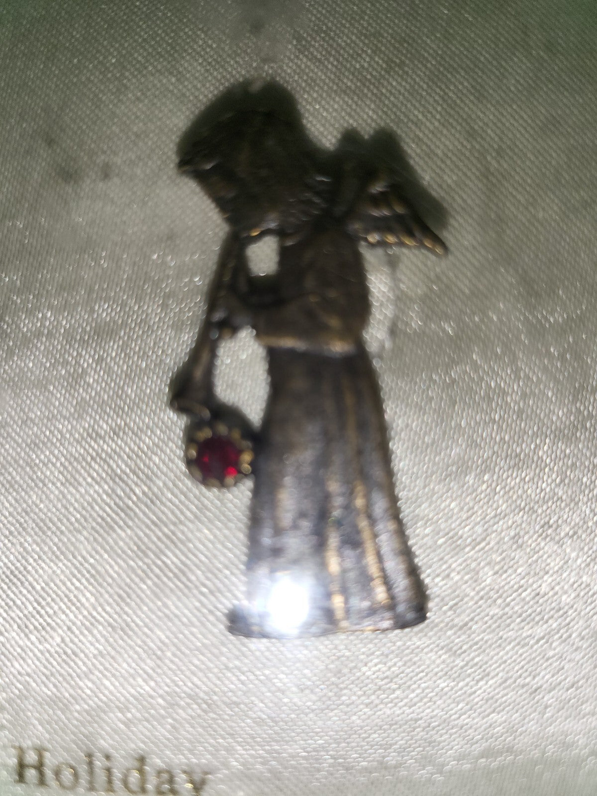 Jewelry Holiday Angel Pin with Ruby Stone 1.5"H #114