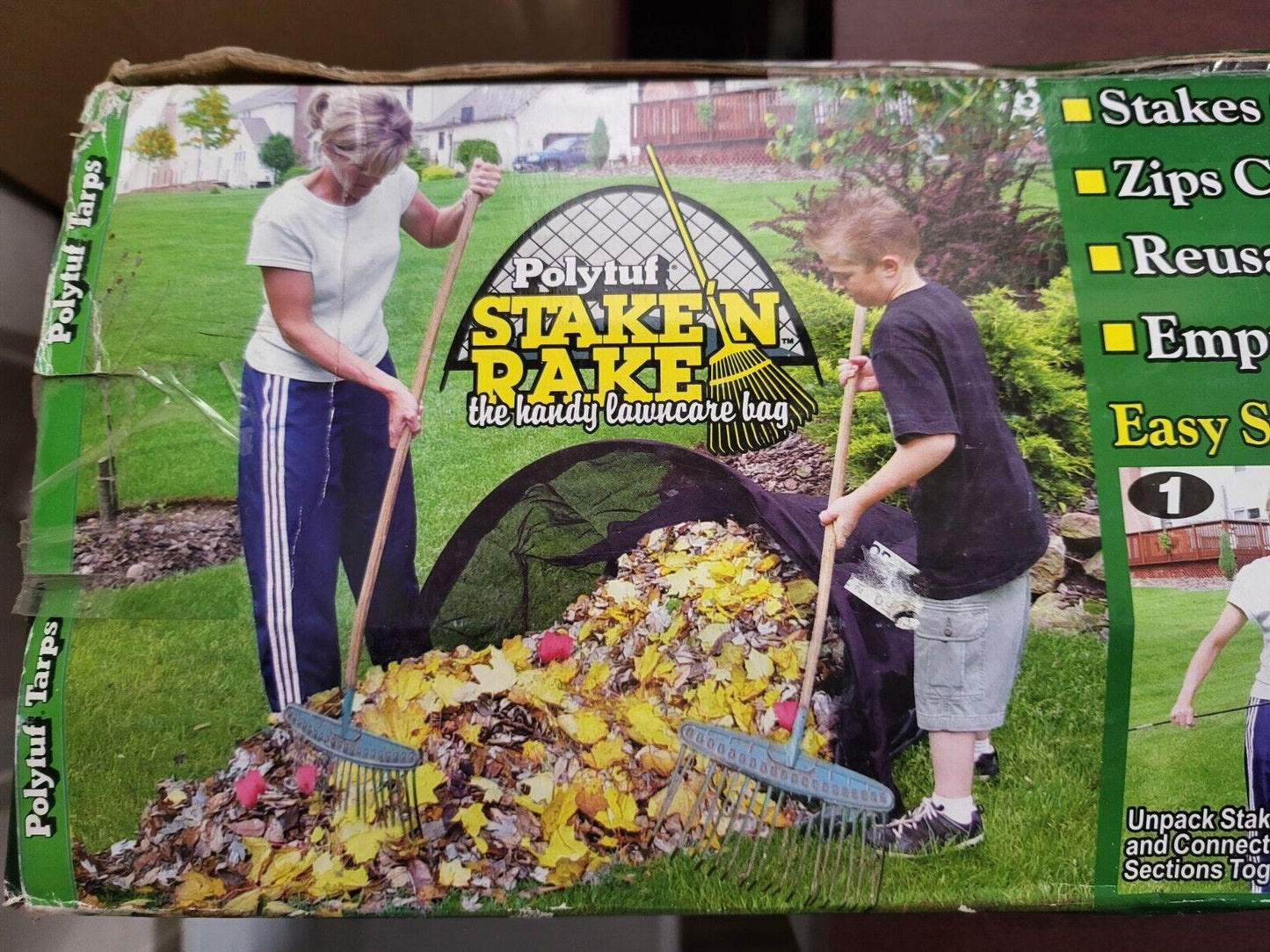 Stake 'N Rake Hands Free Reusable Lawn & Leaf Bag 40 Gallon Size / Polytuf Tarps