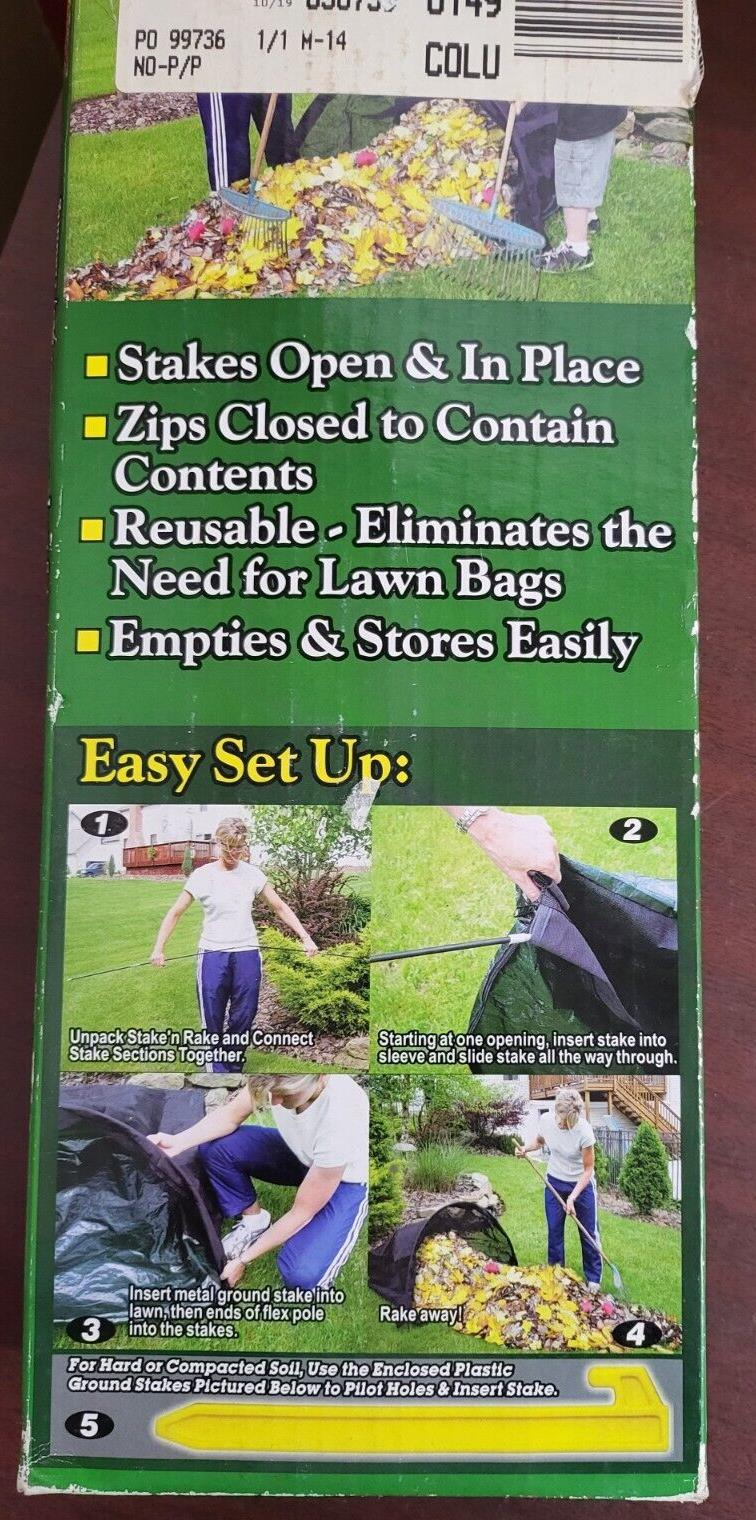 Stake 'N Rake Hands Free Reusable Lawn & Leaf Bag 40 Gallon Size / Polytuf Tarps