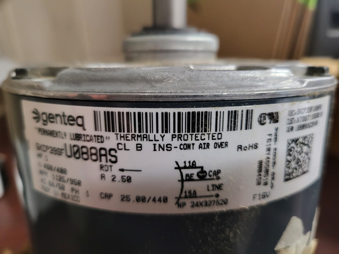 Genteq MOT09192 Permanent Split Capacitor Motor HVAC AC X70671656010 460/400V