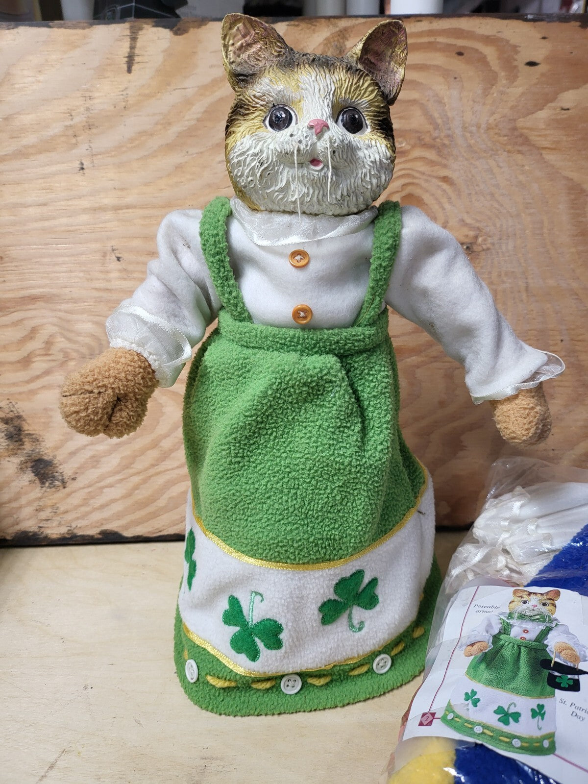 Dress-Up Cat with 6 Holiday Outfits.& Accessories 12.5"H Poseable Arms Handpaint