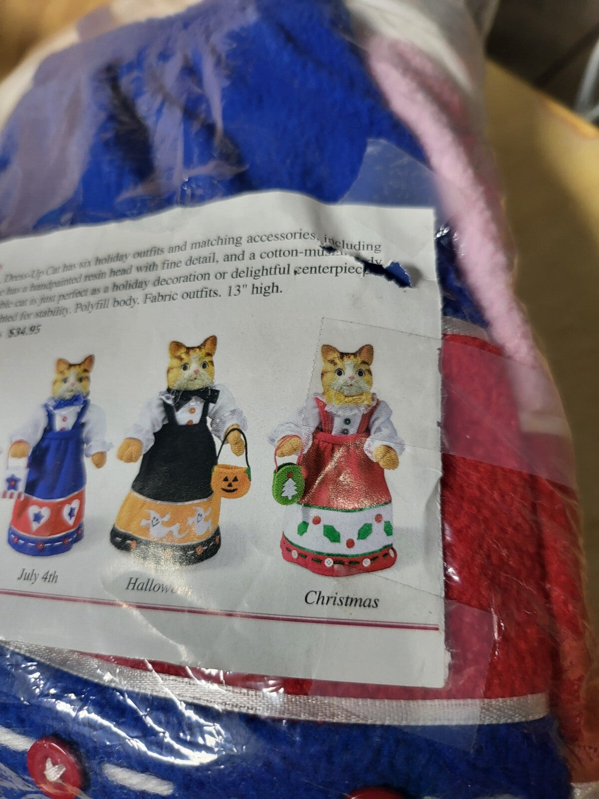 Dress-Up Cat with 6 Holiday Outfits.& Accessories 12.5"H Poseable Arms Handpaint