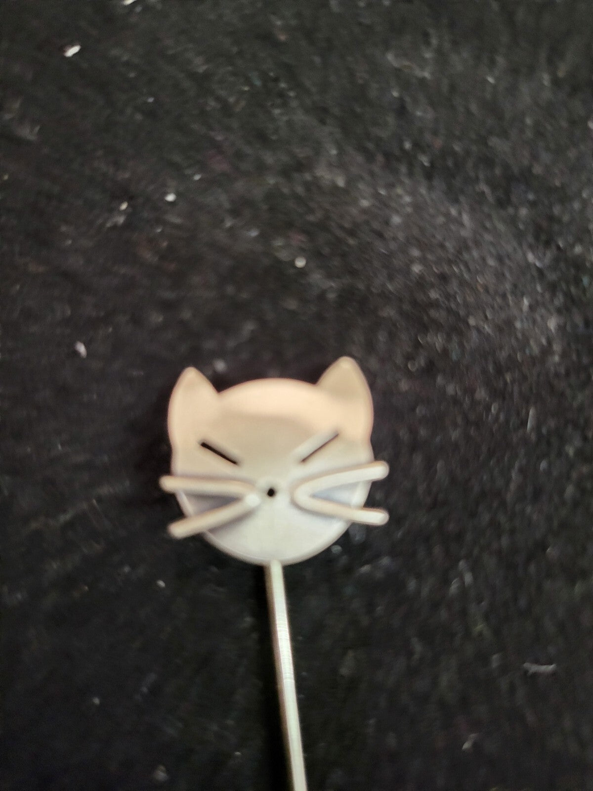 Beau Sterling Silver Cat Stick Pin 1/2" cute face 3" stick Jewelry