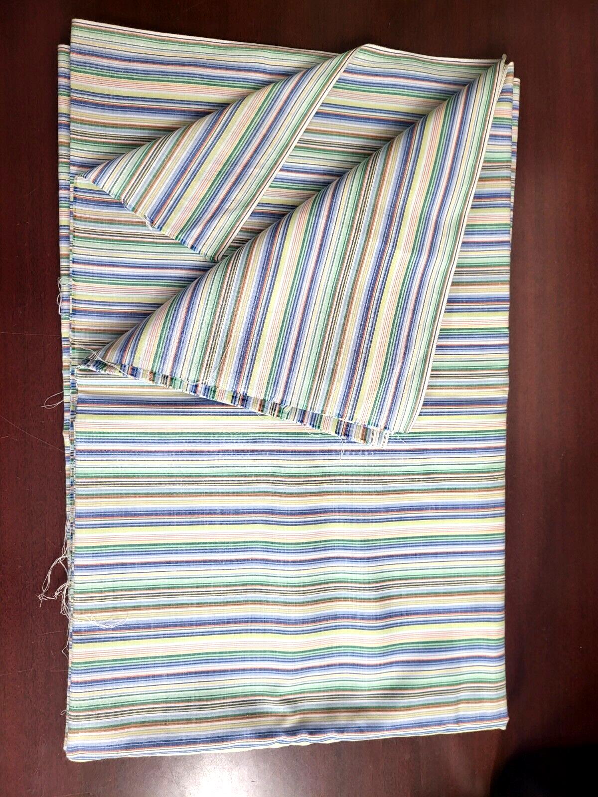 Fabric 5.5 yds 45" Multicolor Pastel Stripe Cotton* Looks and feels cotton