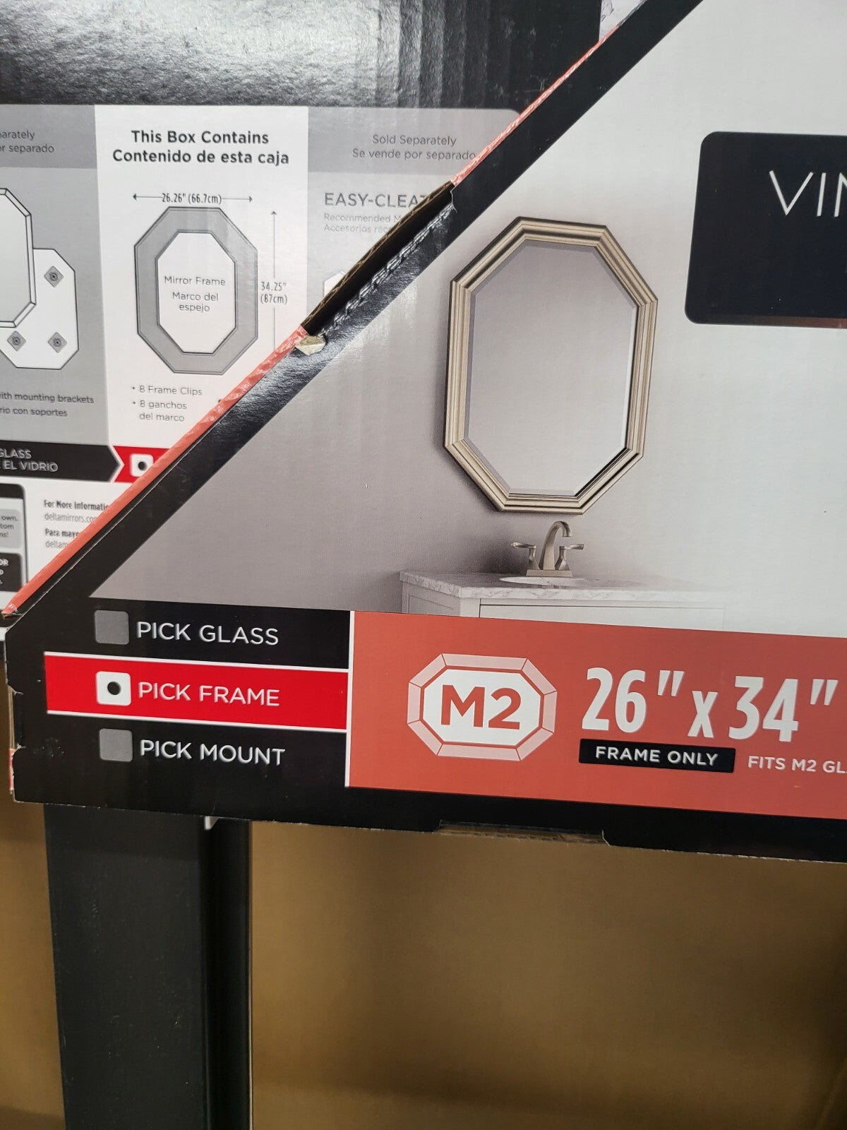 3 Delta Vintage Nickel Octagonal Mirror Frame 26 x 34 Fits M2 Glass NIB