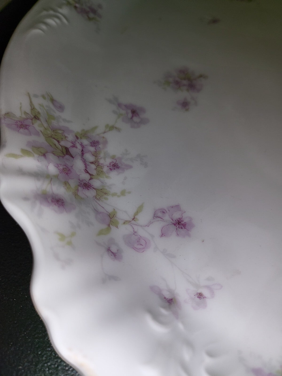 Vintage Theodore Haviland Limoges Schleiger Platter Purple Floral Design 16 x 11
