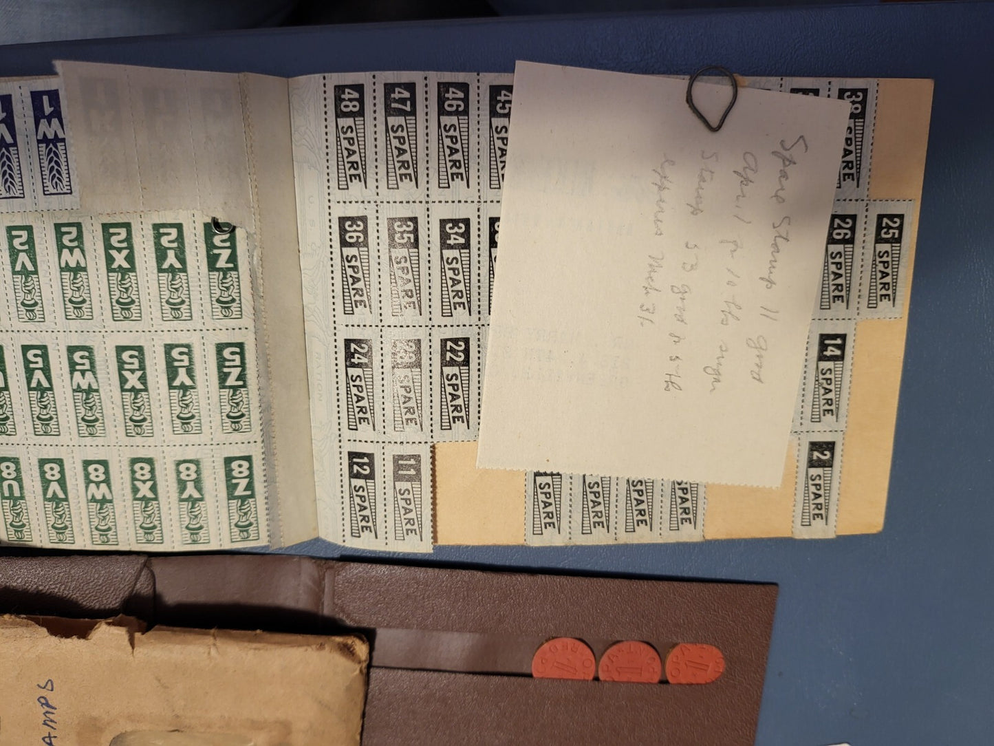 Ration Book & Token Holder Portfolio WWII Stamps Books Tokens