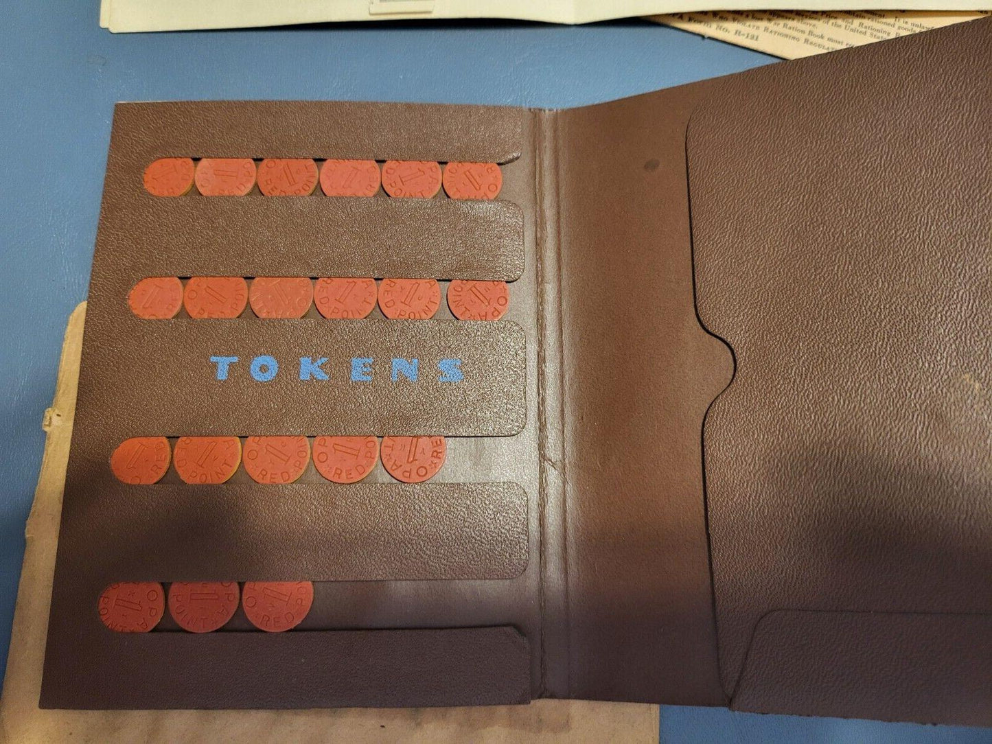 Ration Book & Token Holder Portfolio WWII Stamps Books Tokens