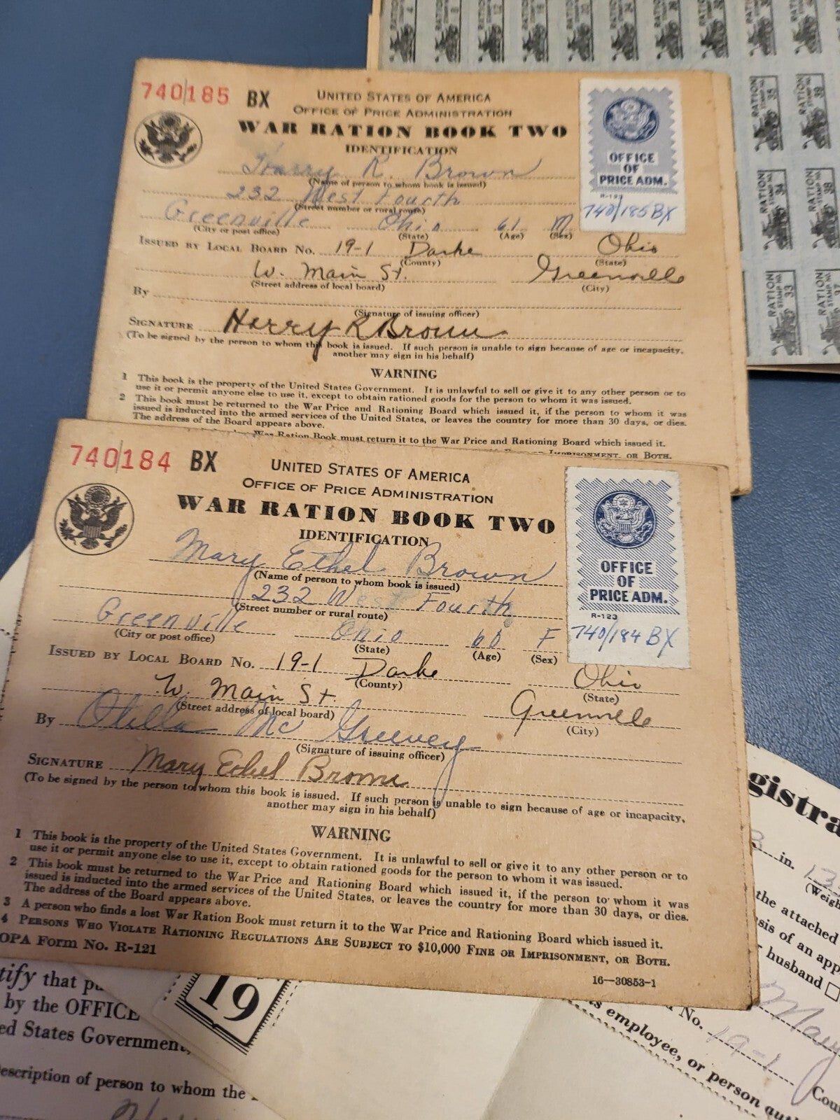 Ration Book & Token Holder Portfolio WWII Stamps Books Tokens