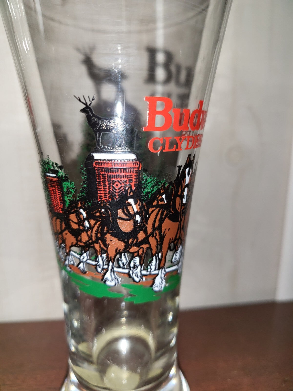 4 Budweiser Clydesdale 12oz Pilsner Glasses 1989 7.25"H Beer Drink Decor #4141