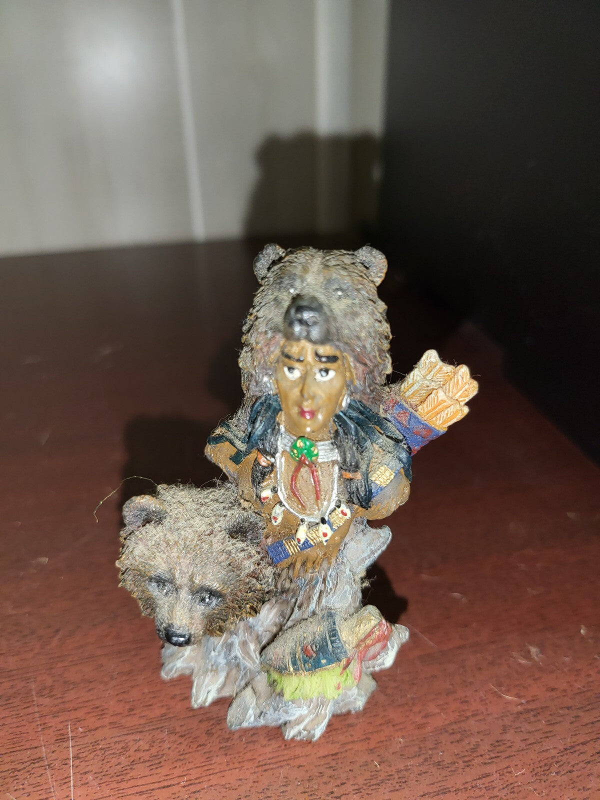 3 Native American Indian & Animal Figurines 3.5"H Ceramic #4126