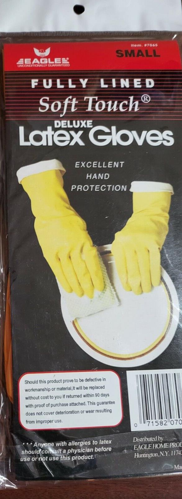 1 pair Soft Touch Fully Lined Deluxe Latex Dish Washing Gloves sz Small 14"L