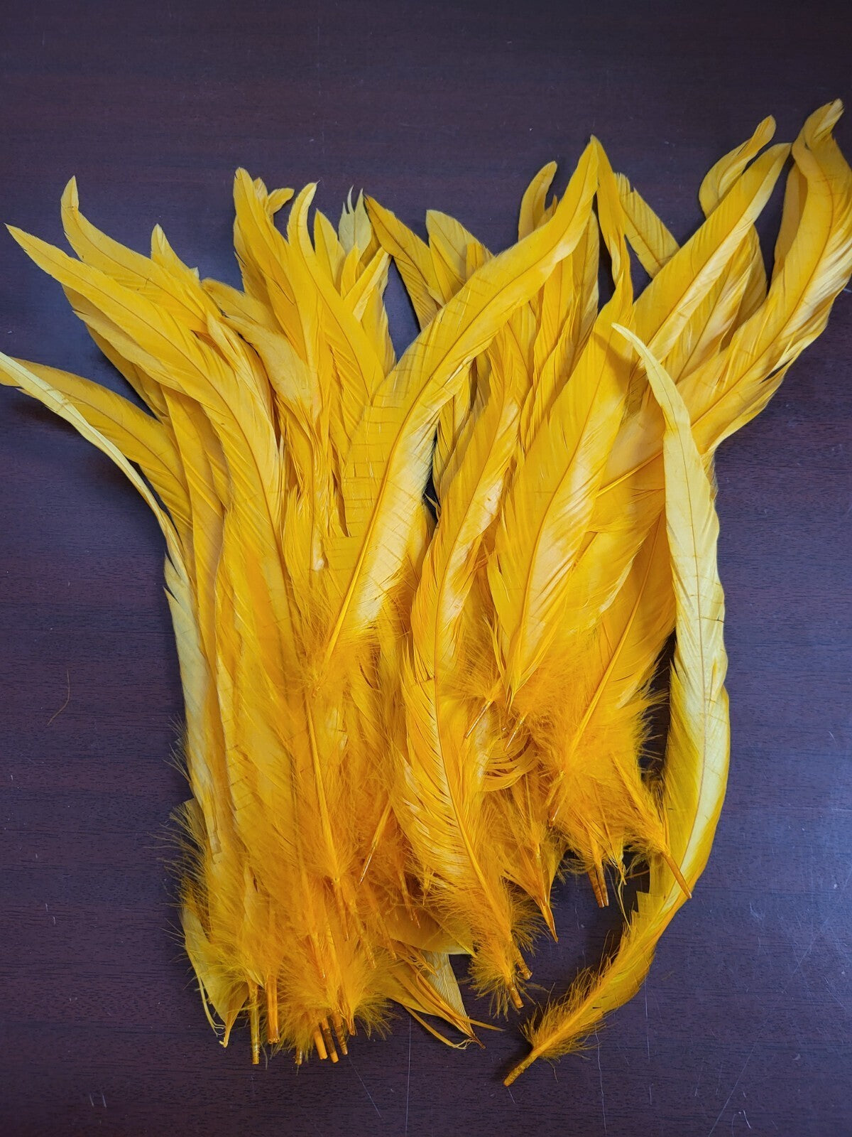 50 Feathers 12-14" Bold Yellow Gold Synthetic Craft Supply