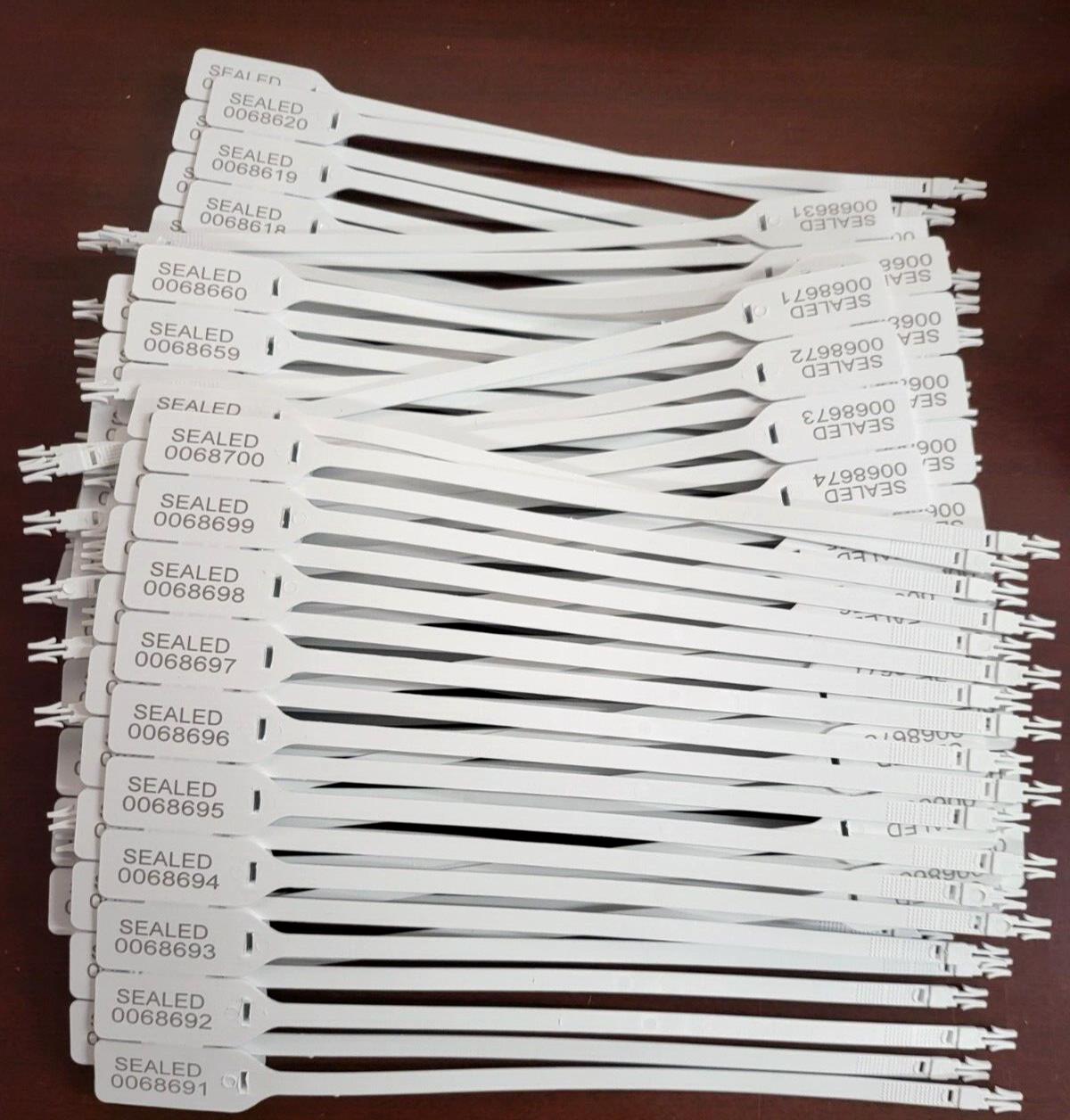 100 Plastic Numbered Security Tags Truck Number Seals 9" Tamper Proof