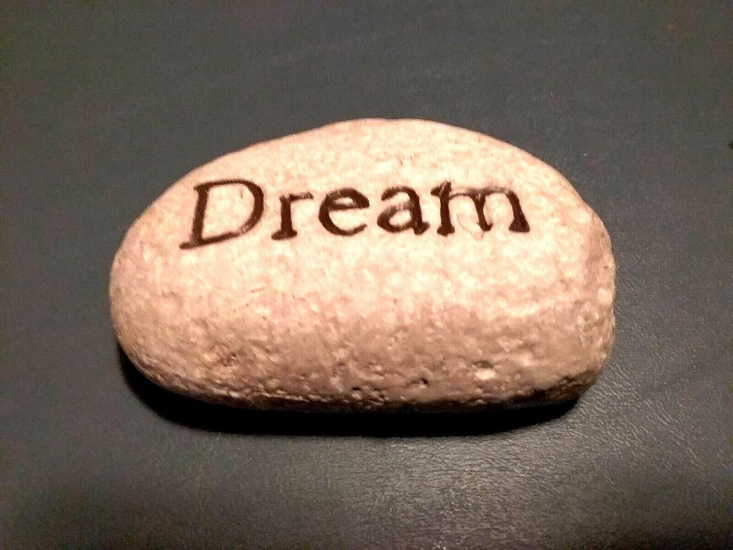 Palm Stone " Dream " White 4x3x1.25" NWT Creative Co-op Primitive Rustic Decor