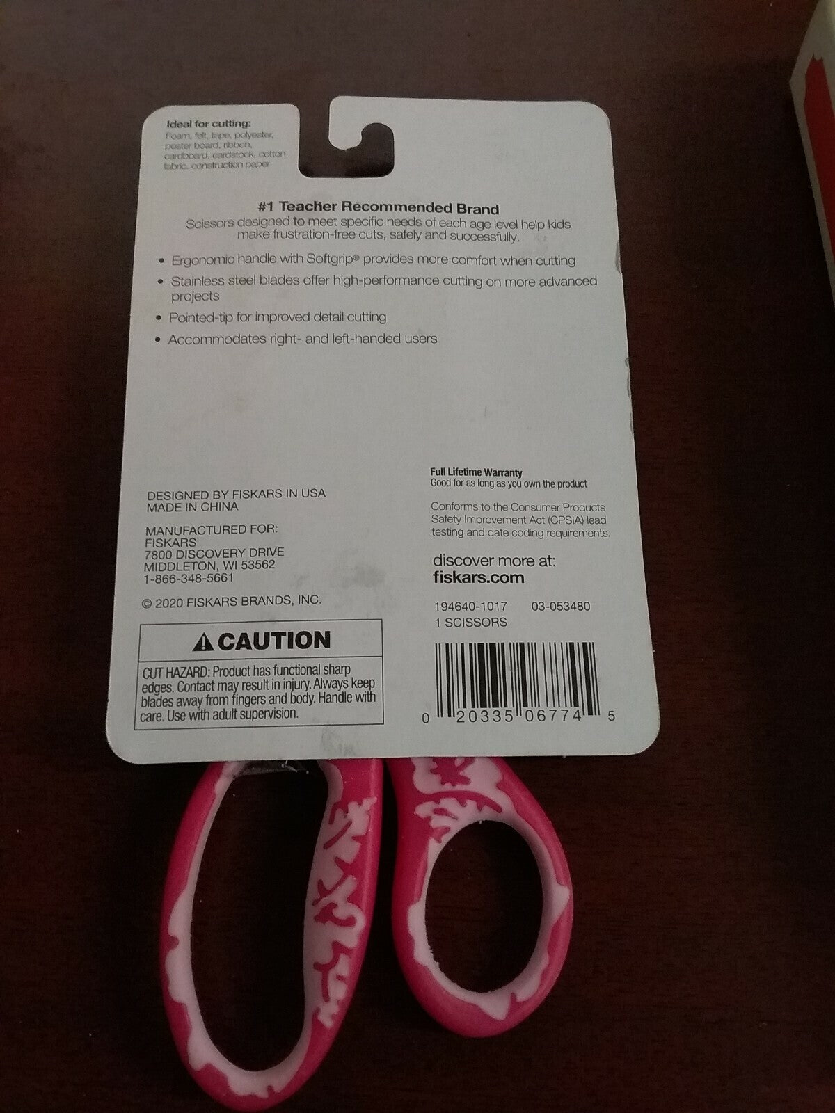 Fiskars SoftGrip Big Kids Scissors 6" Pink Floral NIP Best School Supply Age 8+