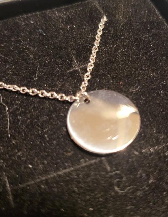 Necklace 18" Chain +Ext Reversible Pendant Starburst / Blank ~1/2"