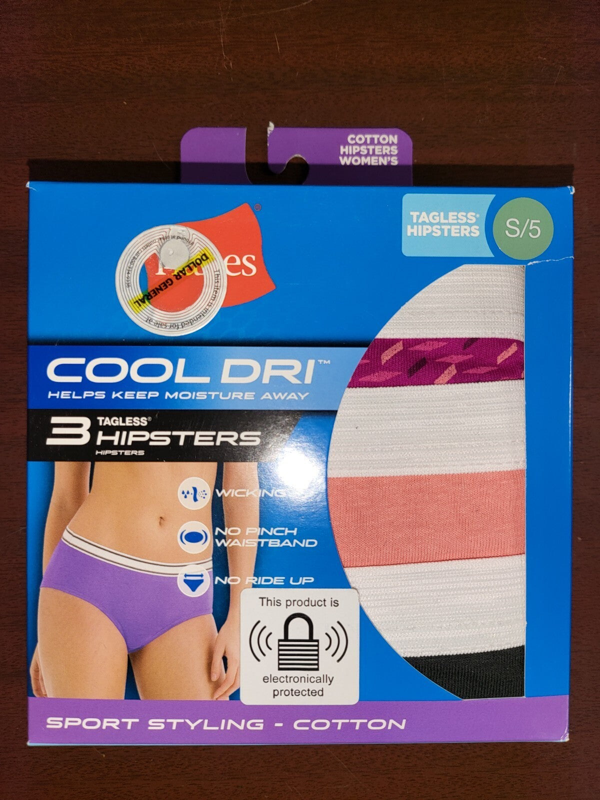 Hanes Women's Hipster Panties S/5 Peach Black Tagless