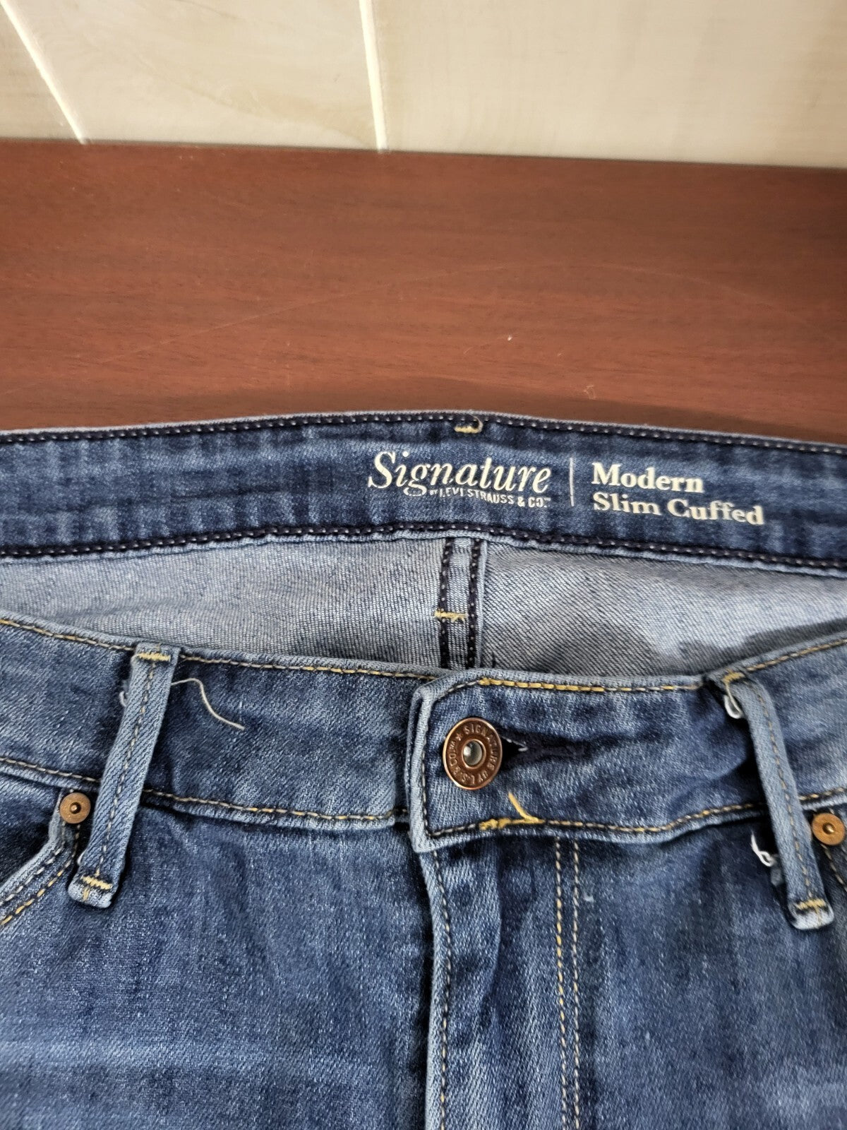 Ladies Jeans Size 16 Levi's Signature Modern Slim Cuffed Blue W 36" Ins 28"