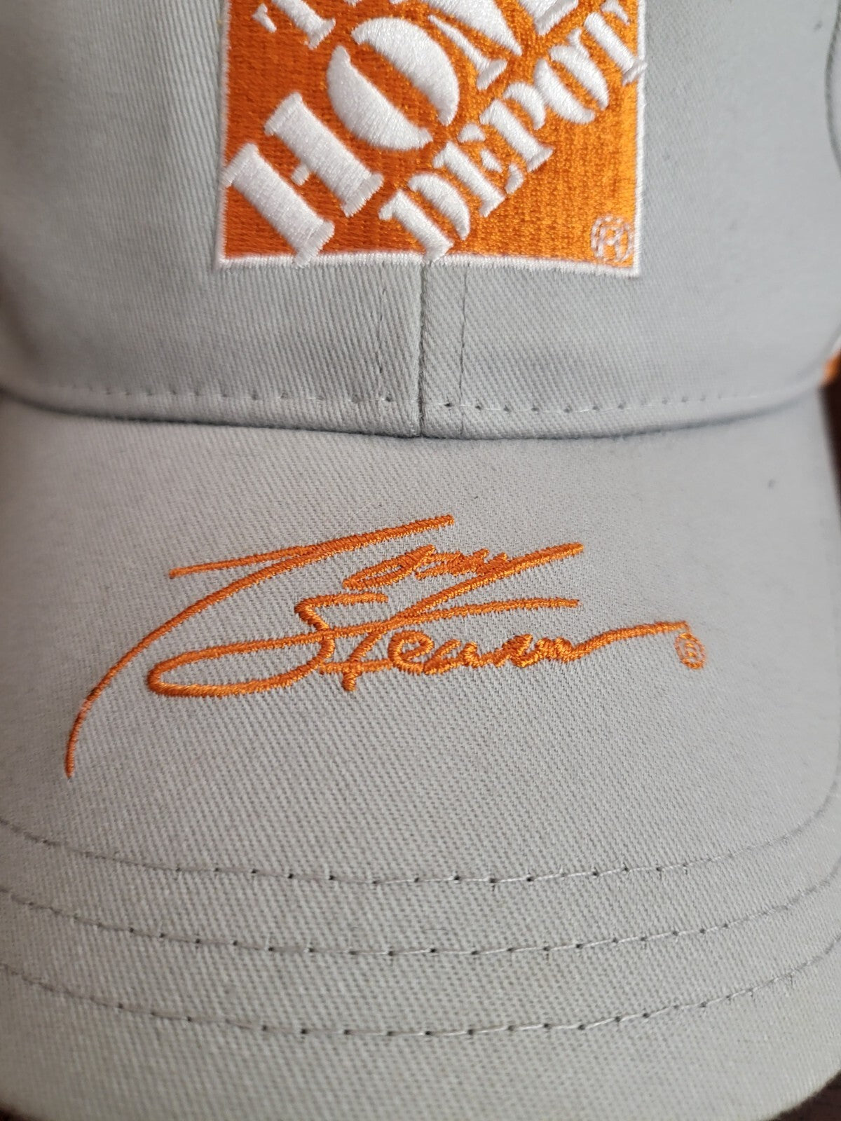 Baseball Cap THE HOME DEPOT TONY STEWART Tan & Orange Snap Back Fabric Hat