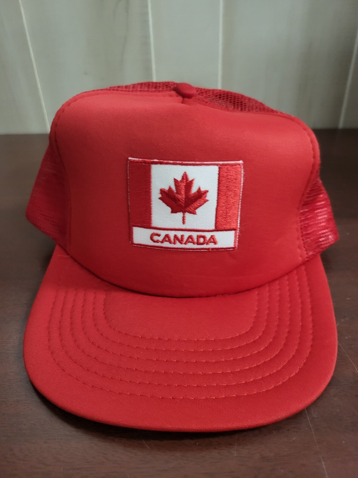 Baseball Cap CANADA Red Snap Back Mesh Fabric Hat Sport Cap One Size Adjustable