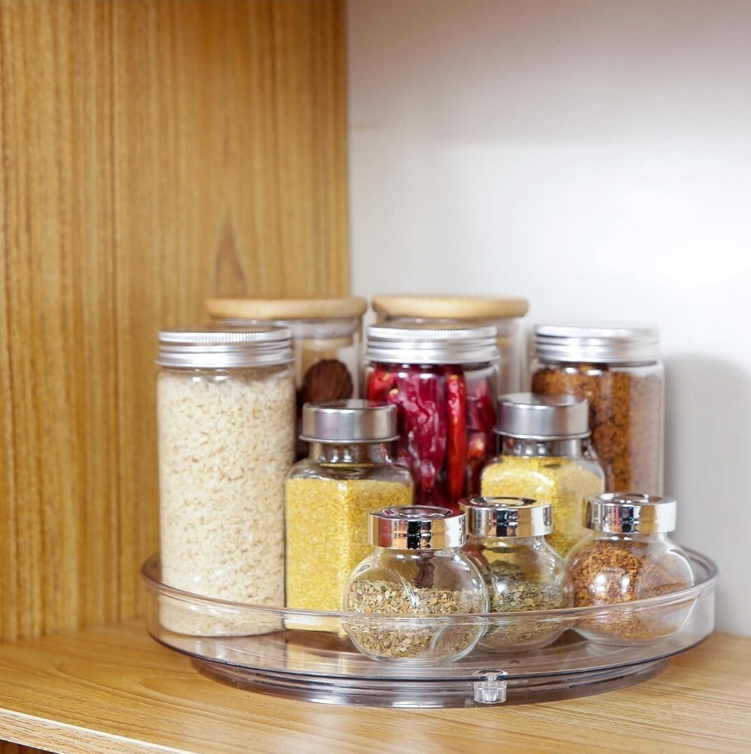 2 Tier Lazy Susan 360° Turnable Spice Storage Organizer Kitchen Cabinet