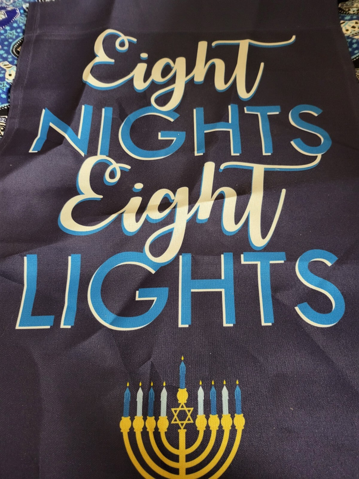 Hanukkah Flag 17.5 x 12" Eight Nights Eight Lights Menorah