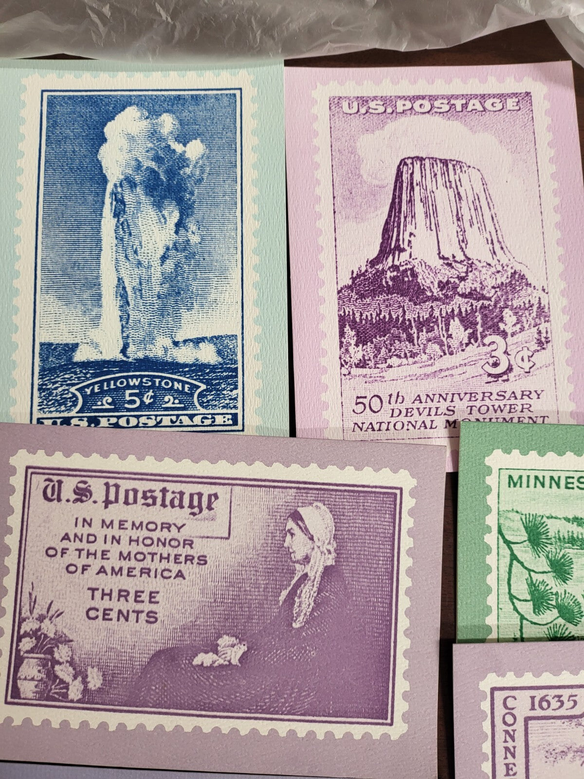 Greeting Cards US Postage Stamp Images 12 ct + Envelopes NOS 6.5-6.75 x 5"