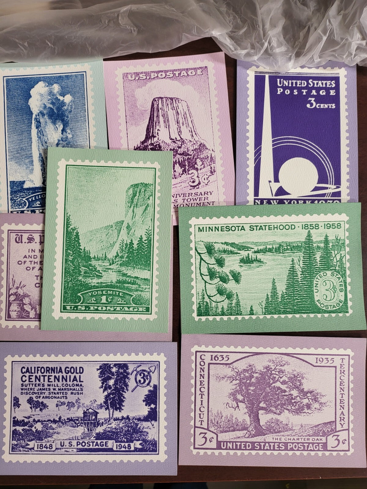 Greeting Cards US Postage Stamp Images 12 ct + Envelopes NOS 6.5-6.75 x 5"
