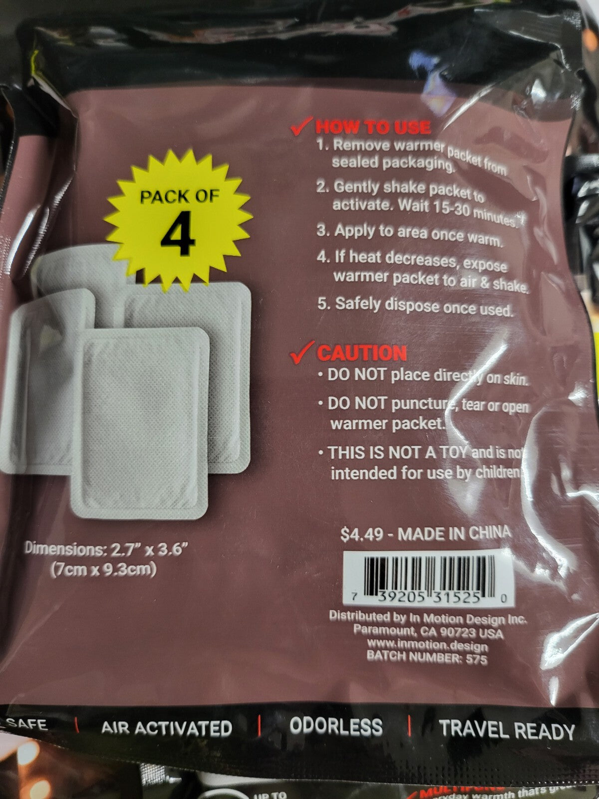 Hand Warmers 10 - 4 ct Packs 16 hours Large 2.7 x 3.6" ea Long Lasting Heat Pads