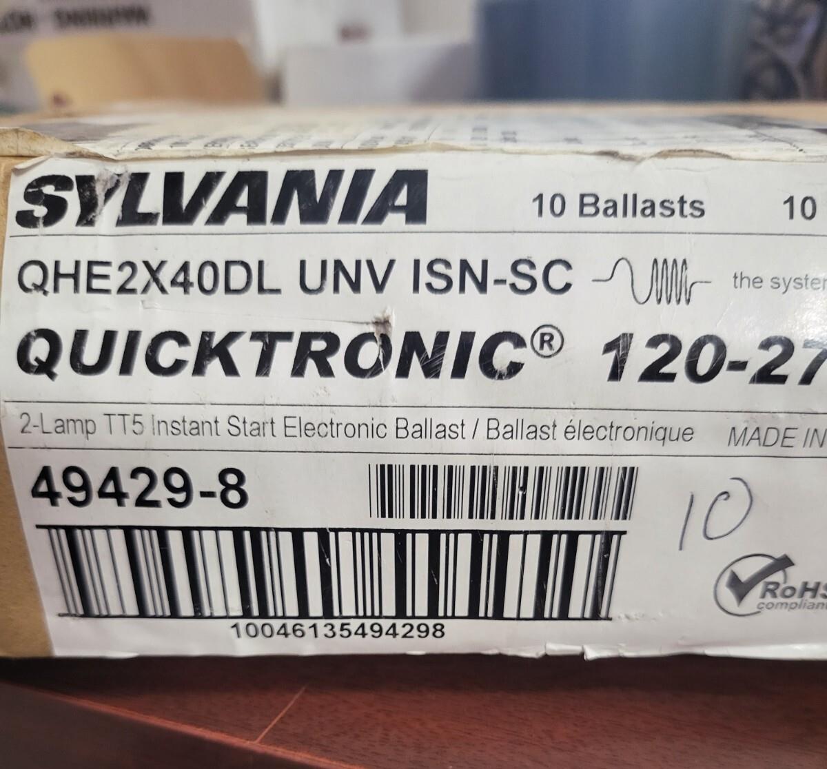 Sylvania Ballast QHE2X40DL UNV ISN-SC Quicktronic 120-277V 10 count Case Box