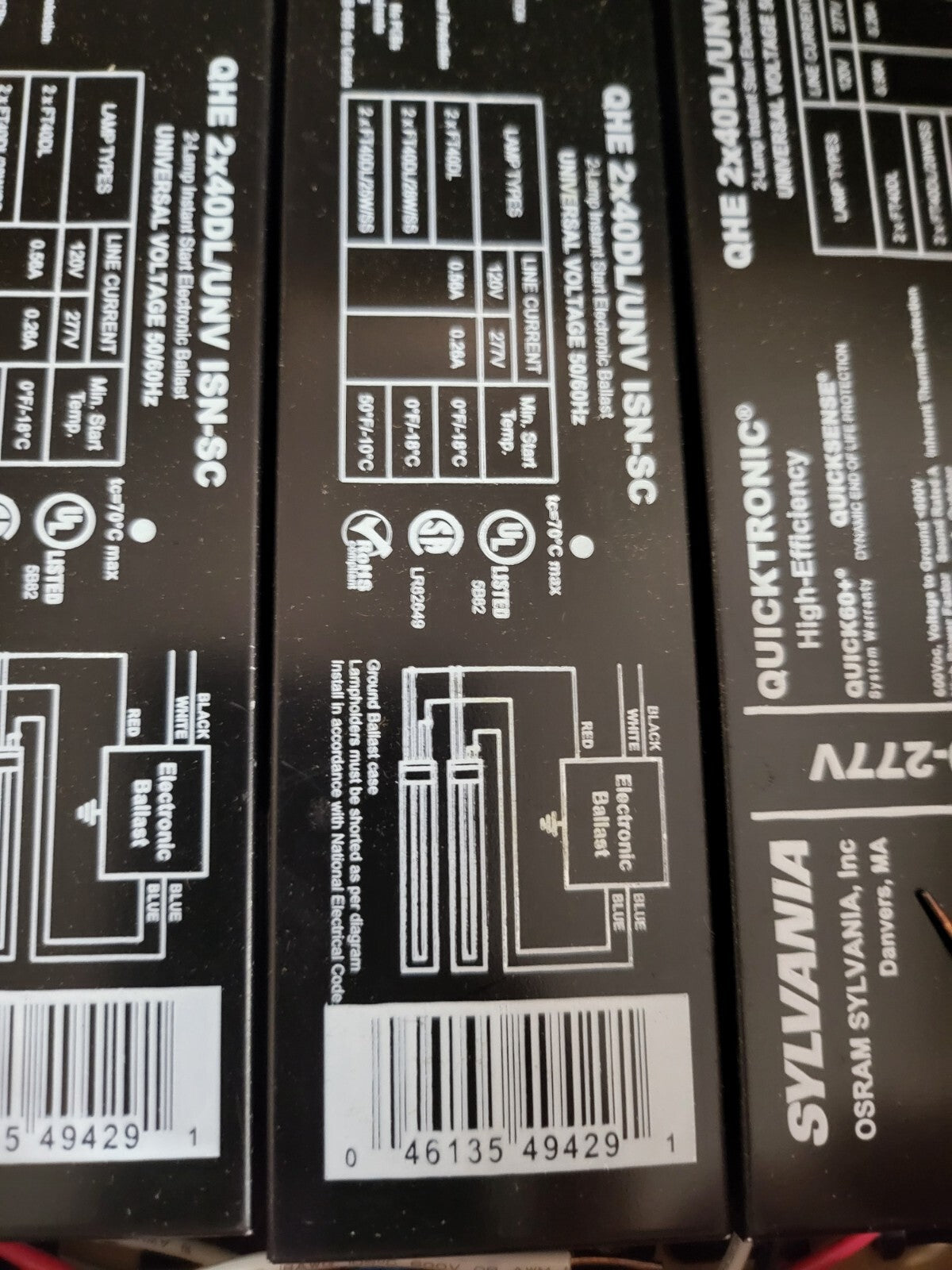 Sylvania Ballast QHE2X40DL UNV ISN-SC Quicktronic 120-277V 10 count Case Box