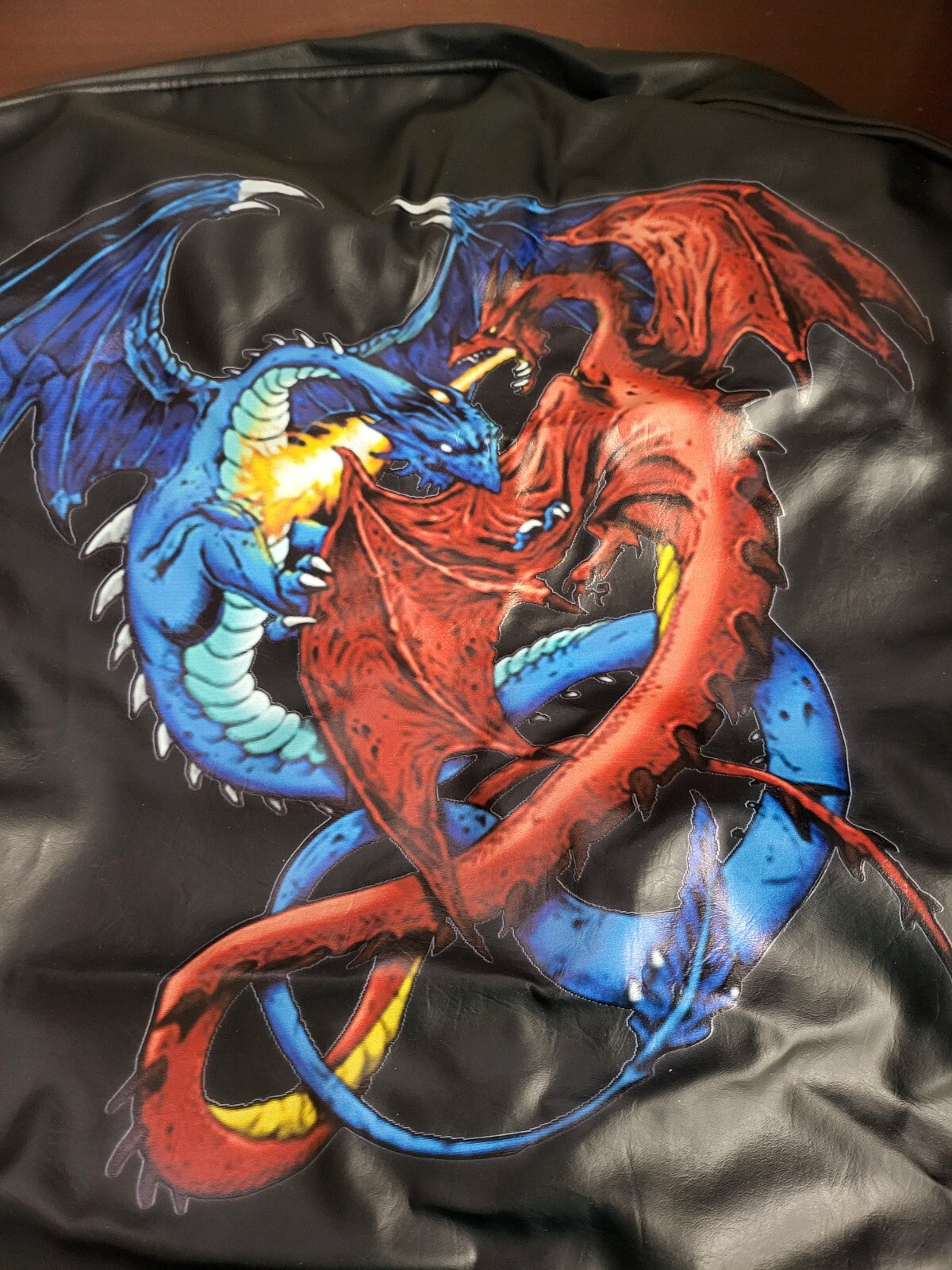 Dragon Fight Spare Tire Cover 29"W Elastic Drawstring Closure Faux Leather NWOT