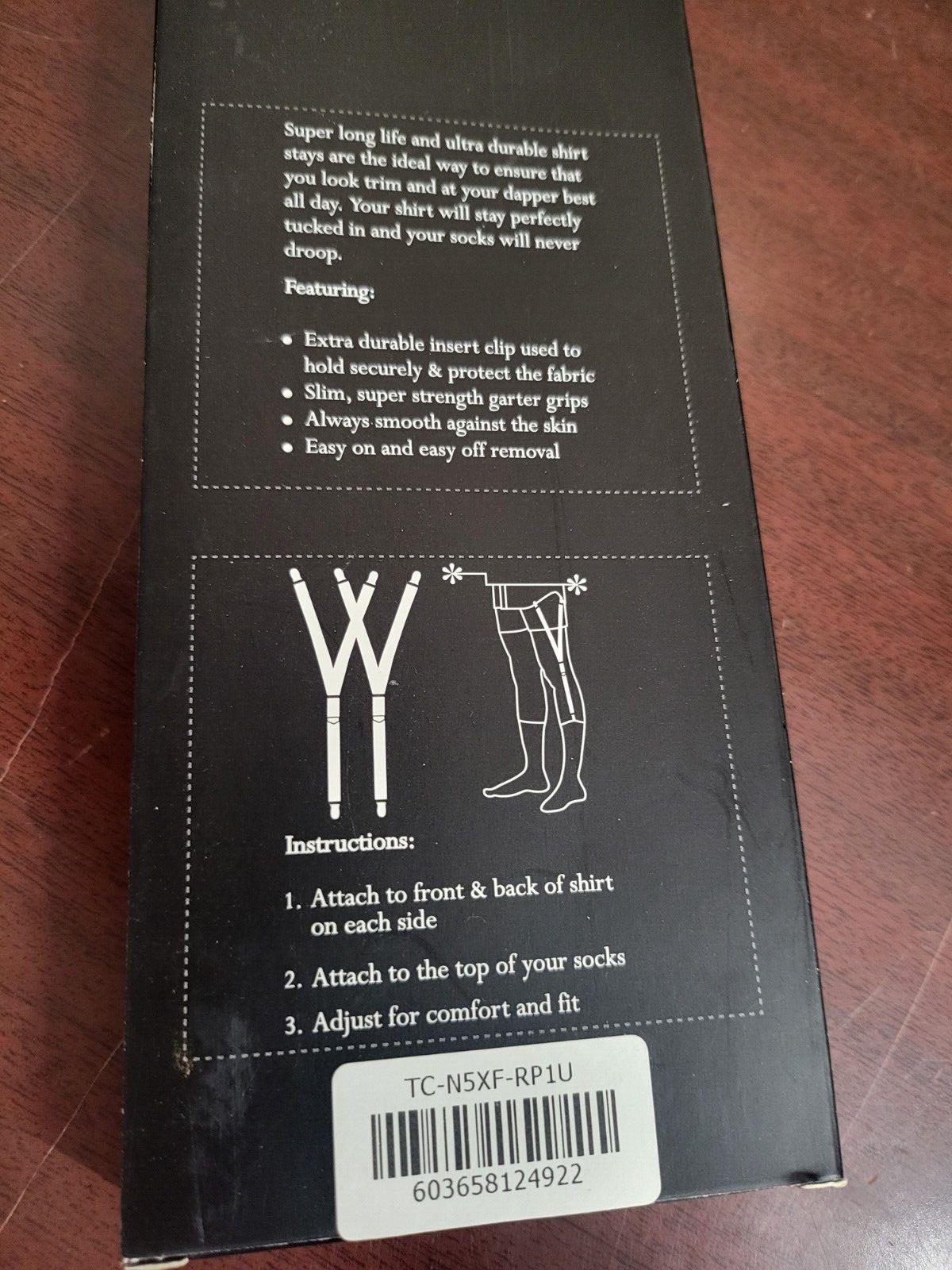 Luther Pike Seattle Y-Style Shirt Stays Mens Black Shirt to Sock Adjustable Susp