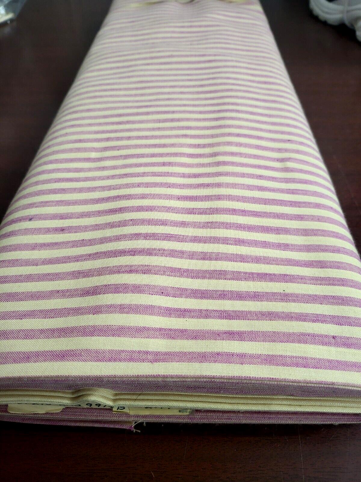 Fabric 12 yd 45"Pink & Cream Stripe 50% Fortrel 50% Cotton