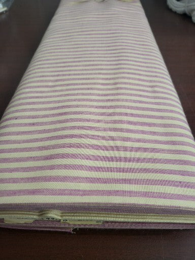Fabric 12 yd 45"Pink & Cream Stripe 50% Fortrel 50% Cotton