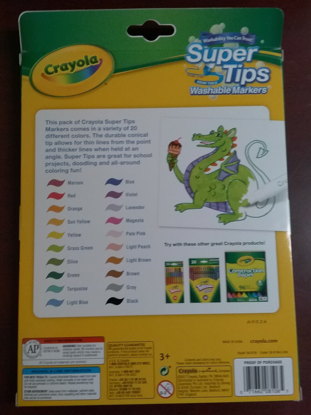 Crayola Super Tips Washable Markers 20 Count Draw Thin or Thick Lines NIB