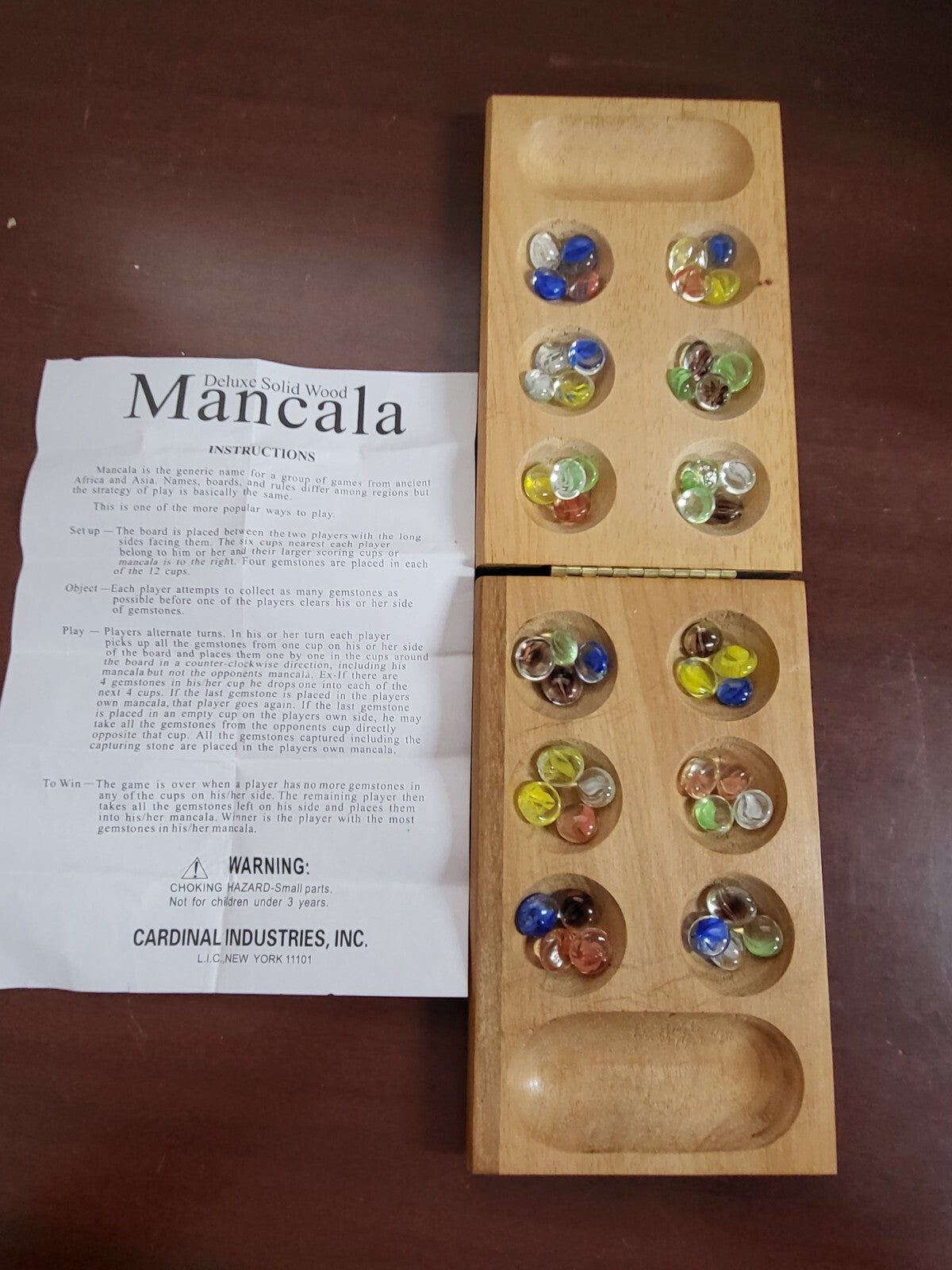 Vintage Family Board Game - Solid Wood Deluxe Mancala Marble Games Set