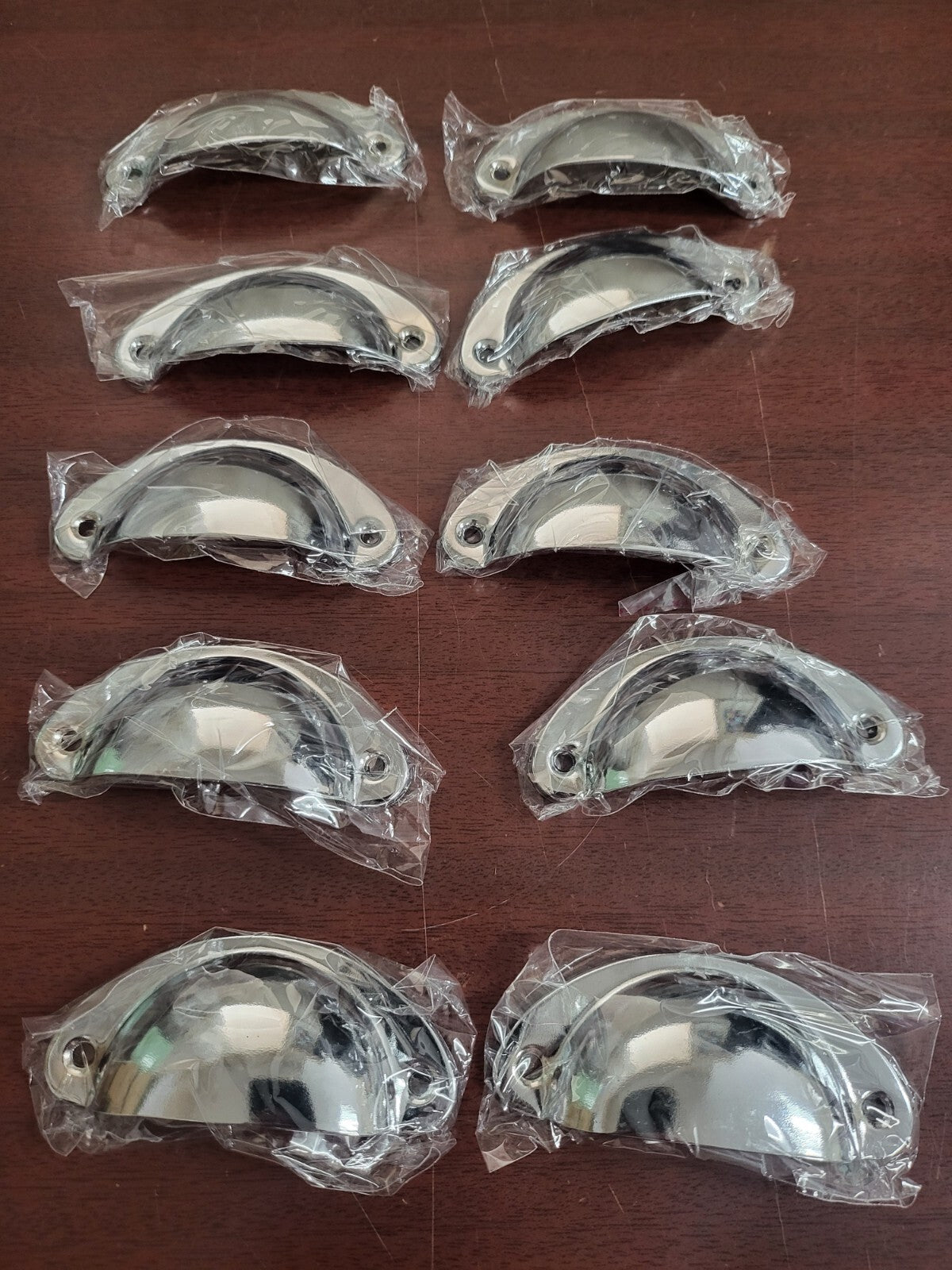 10 Silver Draw Pulls Handles 3.25W x 1 3/8"H Curved Shape 2 5/8" Spacing