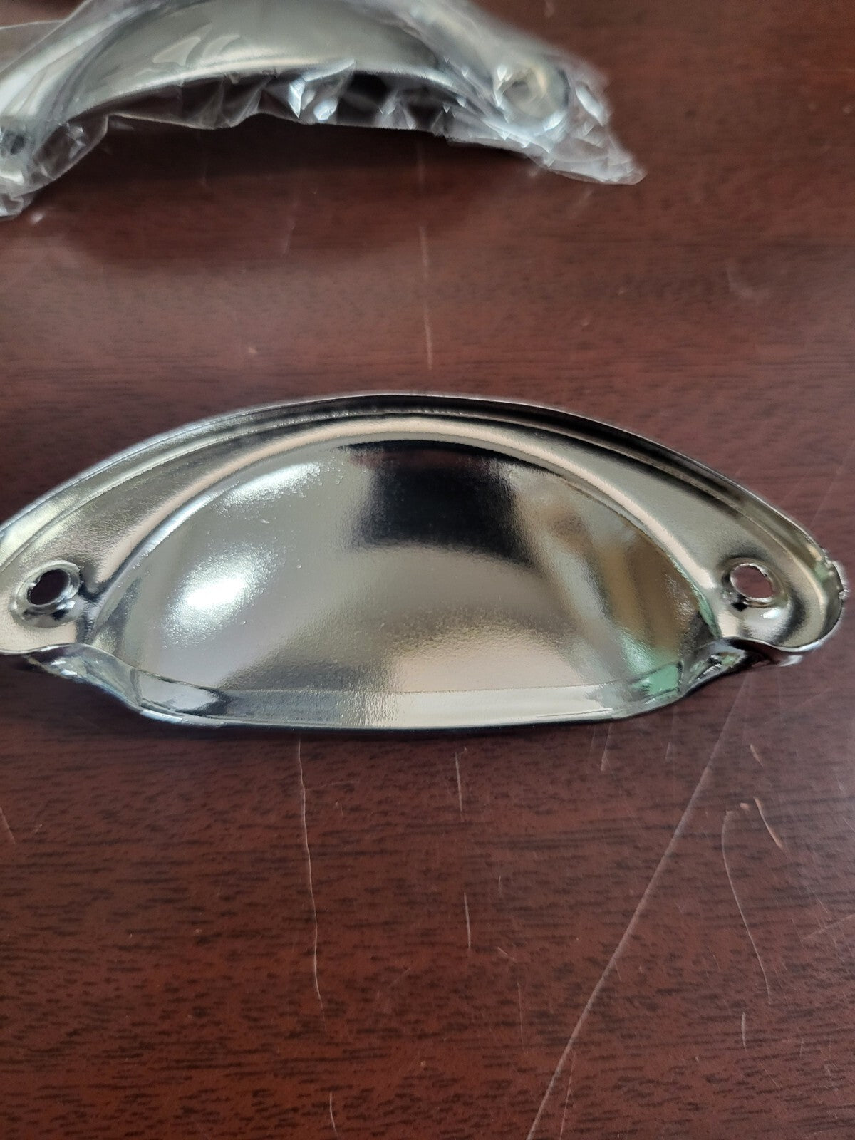 10 Silver Draw Pulls Handles 3.25W x 1 3/8"H Curved Shape 2 5/8" Spacing
