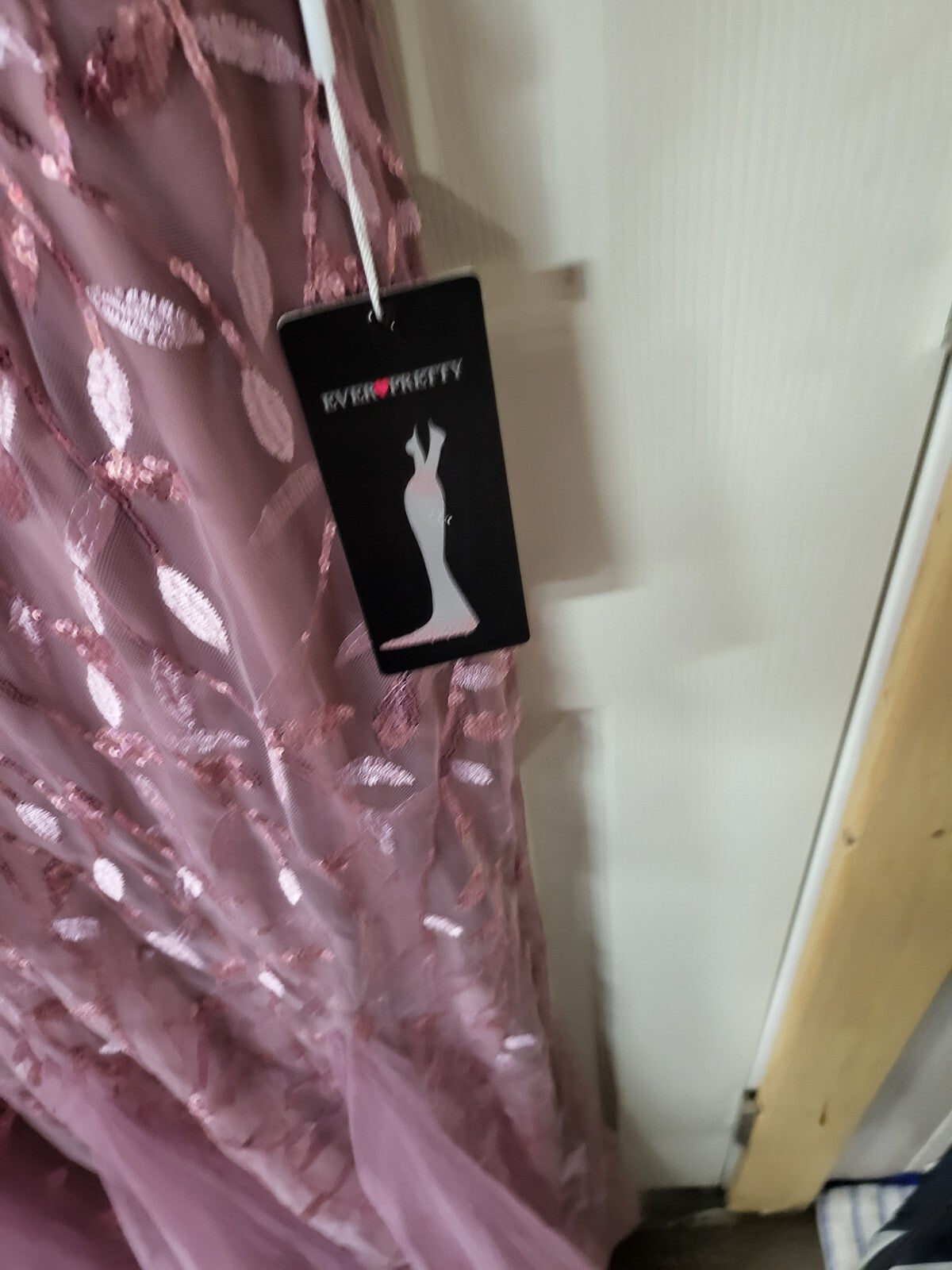 Dress Dusty Pink Lace Overlay Sequin size 22 Floor Length sh 19" ch 22" w 20" L