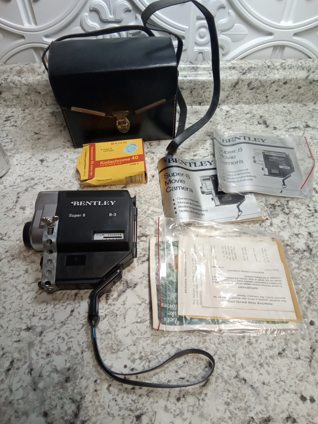 Vintage Bentley Super 8 B-3 Movie Camera Untested With Manual And Original Paper