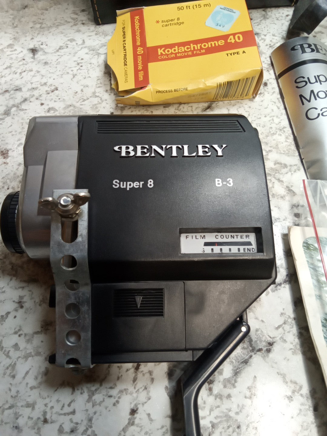 Vintage Bentley Super 8 B-3 Movie Camera Untested With Manual And Original Paper